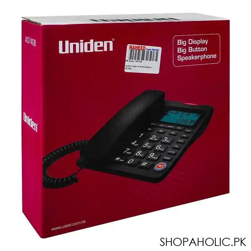 Uniden Caller ID Phone, Black, AS7408 - Image 3