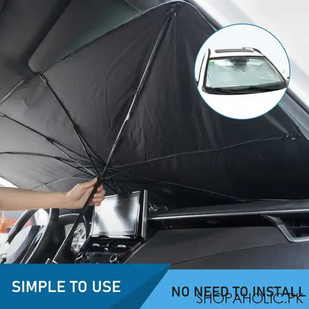 universal foldable umbrella style sun shade for car windshield image2