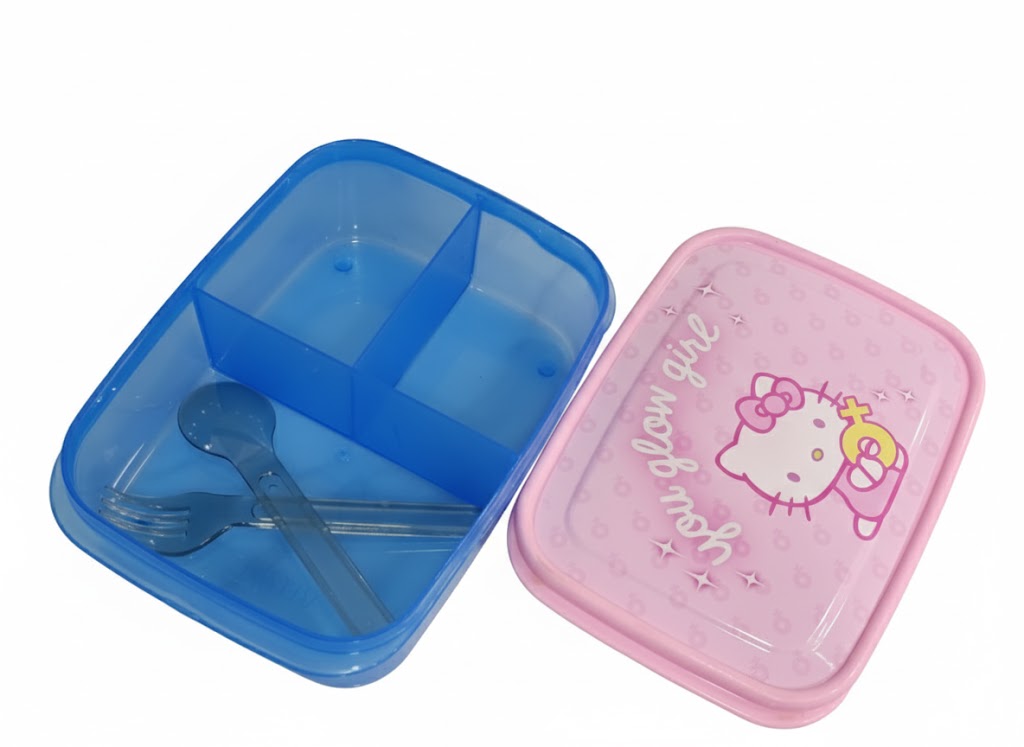 Disney Lunch Box/transparent Portion Lunch Box(with Spoon And Fork Inside)for School,college,university image 2