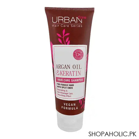 Urban Care Argan Oil & Keratin Hair Care Shampoo, For Fragile Hair, Nourishing & Smoothing, Vegan, 75ml - Main Image