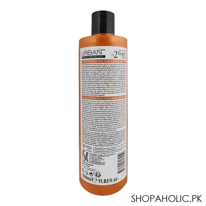 Urban Care No.2 Bond Plex + Honey Restore & Repair Shampoo, Sulphate Free, All Hair Types, Flawless Shine, Vegan, 350ml - Image 3