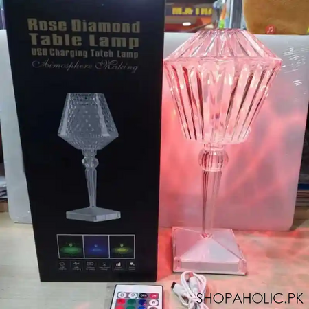 usb chargeable crystal rose diamond table touch lamp main image