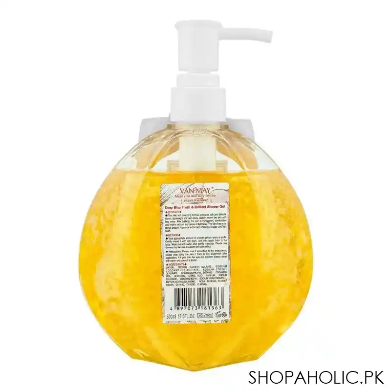 van'may let your skin have elegant fragrance deep blue fresh & brilliant shower gel, 500ml image2