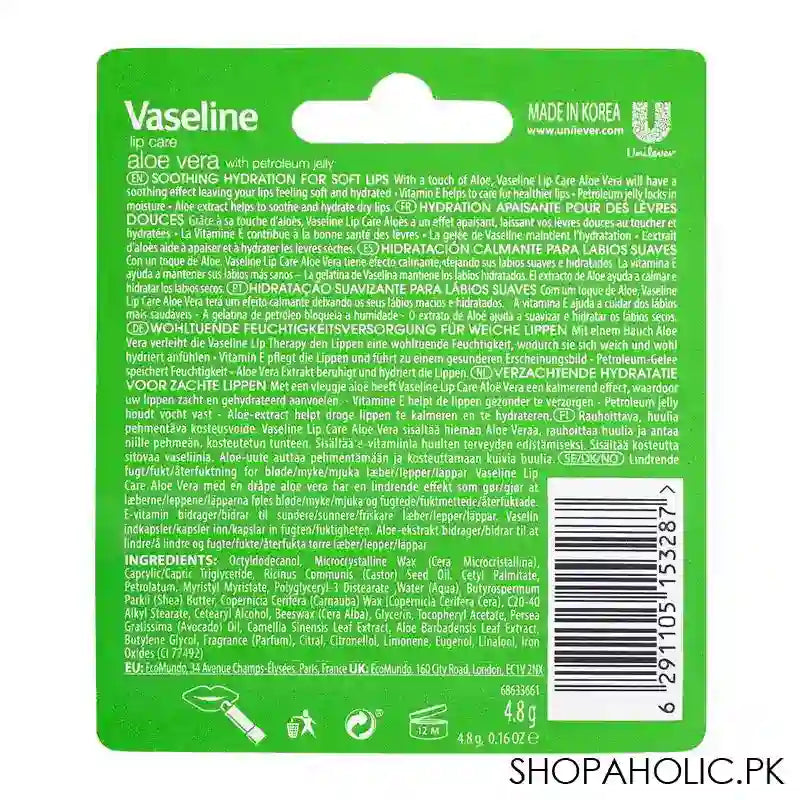 Vaseline Aloe Vera Lip Care, 4.8g - Image 3