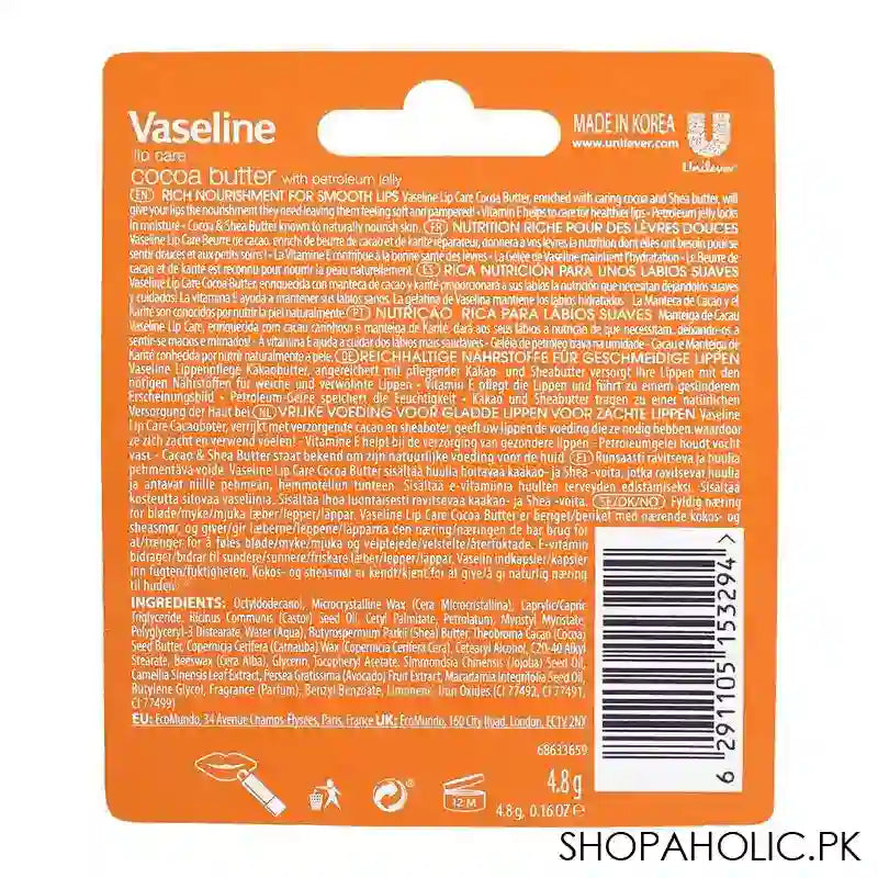 Vaseline Cocoa Butter Lip Care, 4.8g - Image 3