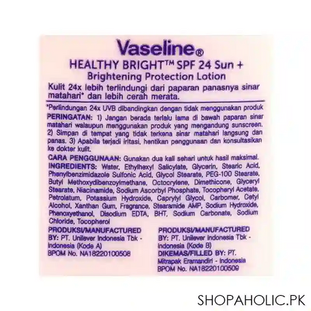 vaseline healthy bright spf 24 sun+ pollution brightening protection lotion, 100ml image2