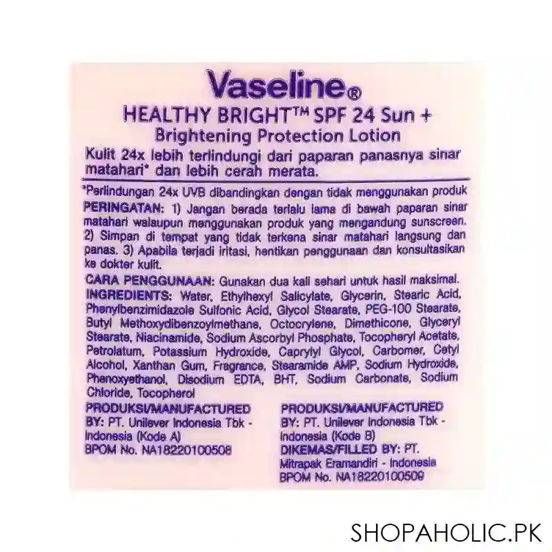 vaseline healthy bright spf 24 sun+ pollution brightening protection lotion, 100ml image2