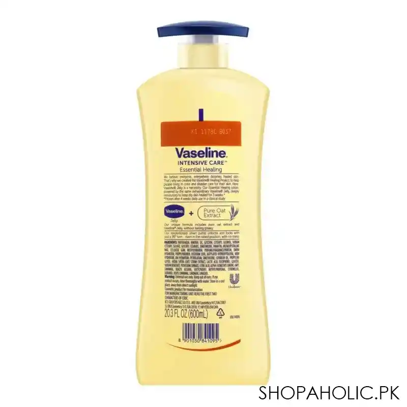 vaseline intensive care essential healing body lotion, pump, 600ml image2