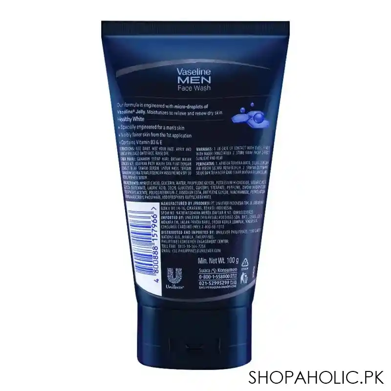 vaseline men healthy white face wash 100gm image2