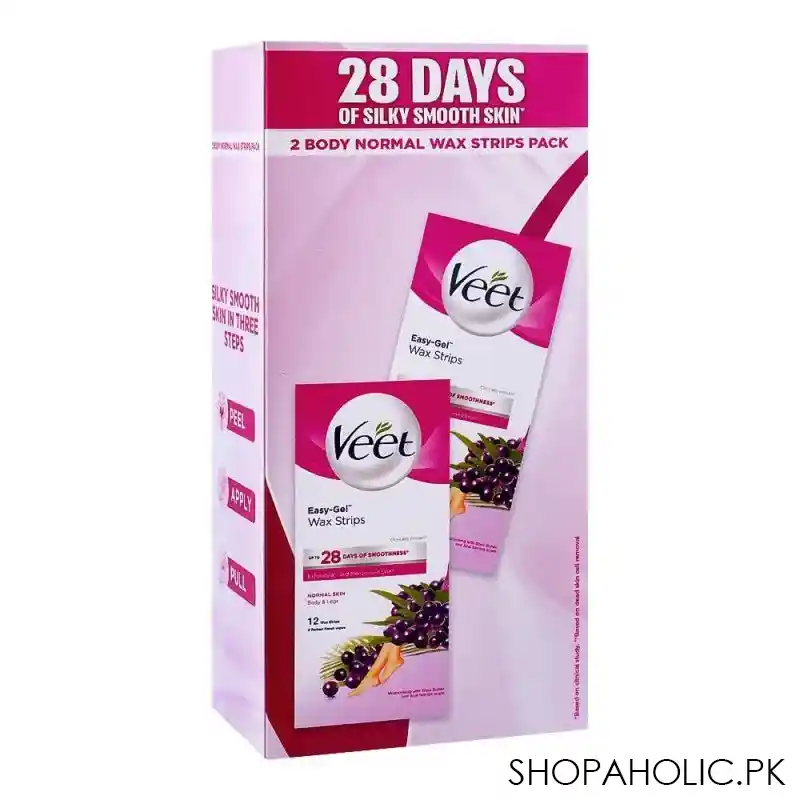 veet easy gelwax shea butter & acai berries scent normal skin wax strips, 2 pack, save rs.100/  main image