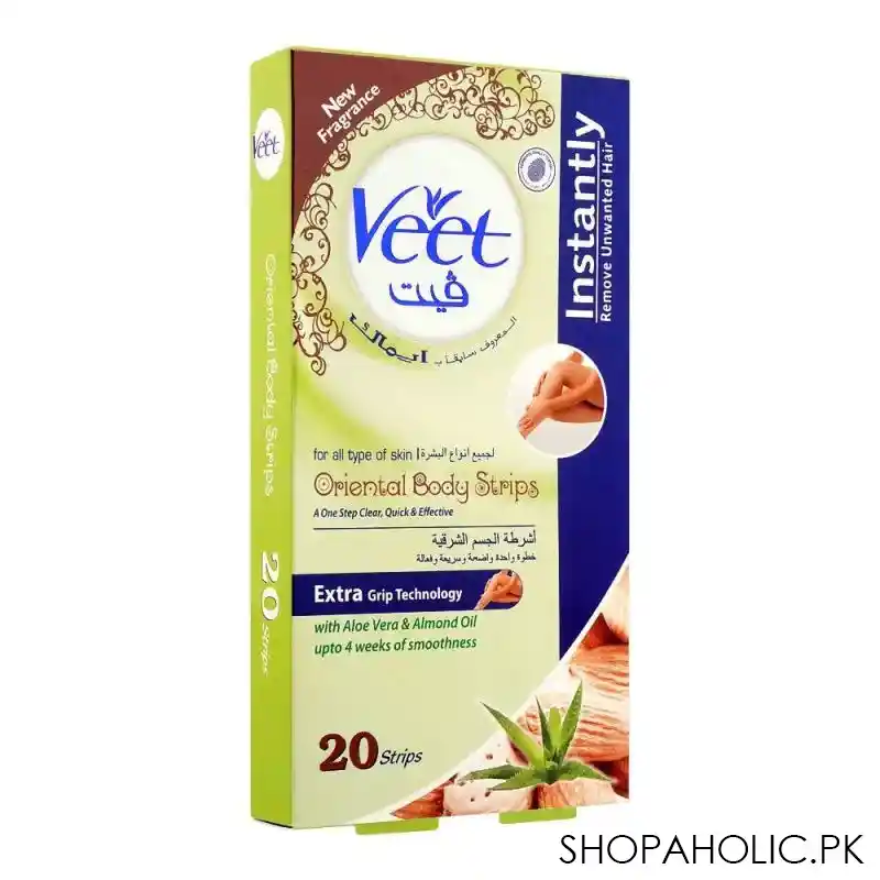 veet oriental aloe vera & almond oil body strips, 20 pack main image