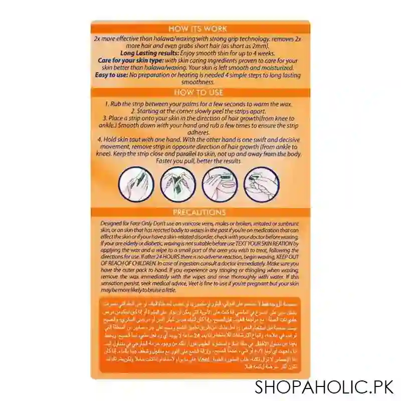 veet oriental face wax strips, orange lily & almond oil, all skin types, 20 pack image3