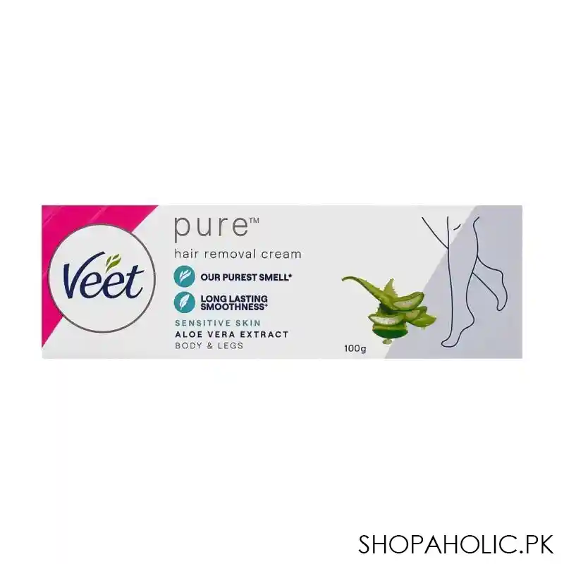 veet pure aloe vera extract sensitive skin hair removal cream, 100ml image3