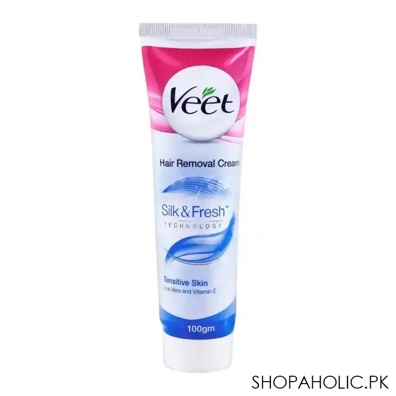 veet silk & fresh sensitive skin hair removal cream, with aloe vera & vitamin e, 100ml image2