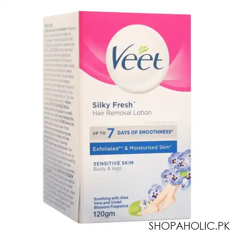 veet silky fresh sensitive skin hair removal lotion, body & legs, sensitive skin, 120g main image