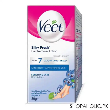 veet silky fresh sensitive skin hair removal lotion, body & legs, sensitive skin, 80g image2