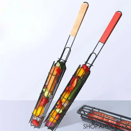 vegetable & bbq grill with wooden handle main image