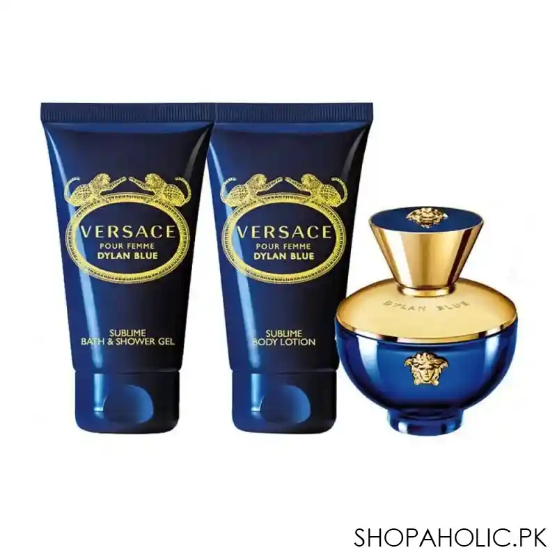versace dylan blue pour femme set edp 100ml+body lotion+shower gel+beauty pouch image2