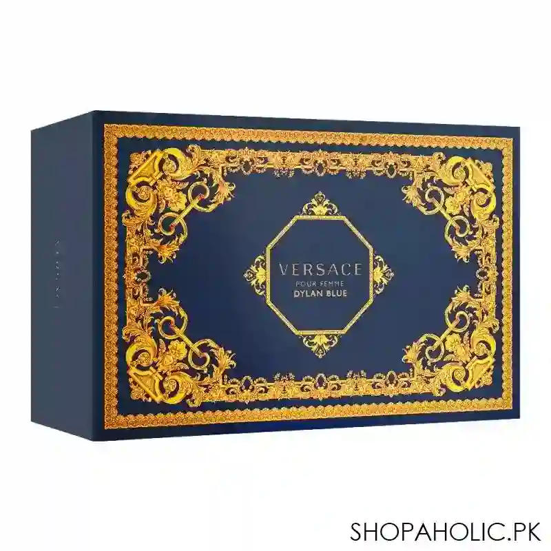 versace dylan blue pour femme set edp 100ml+body lotion+shower gel+beauty pouch image3