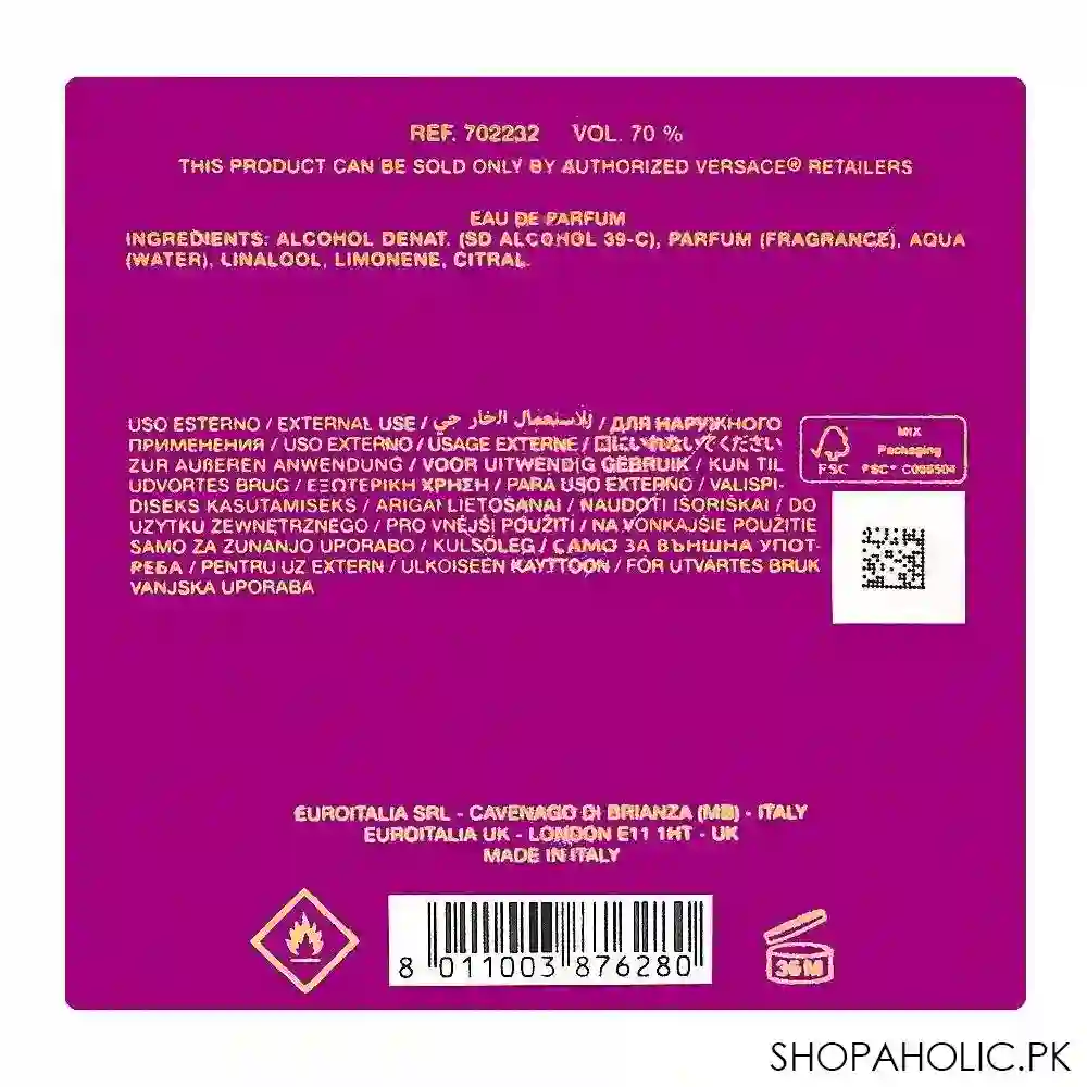 versace dylan purple pour femme eau de parfum, for women, 100ml image3