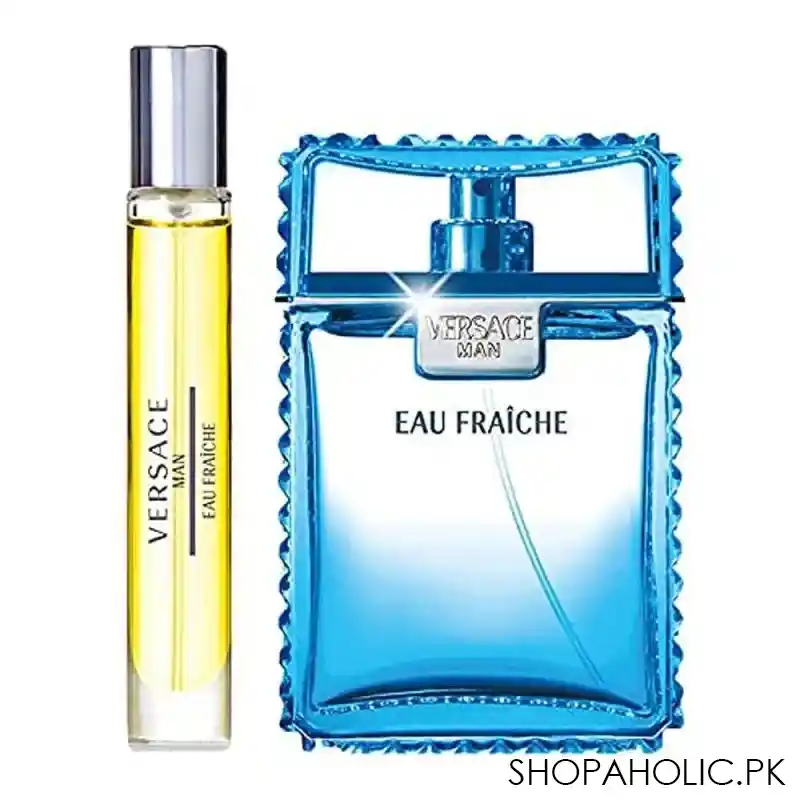 versace eau fraiche perfume set, for men, edt 100ml + edt 10ml + pouch main image