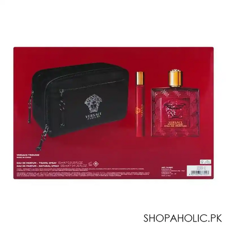versace eros flame perfume set, for men, edp 100ml + edp 10ml + pouch image3