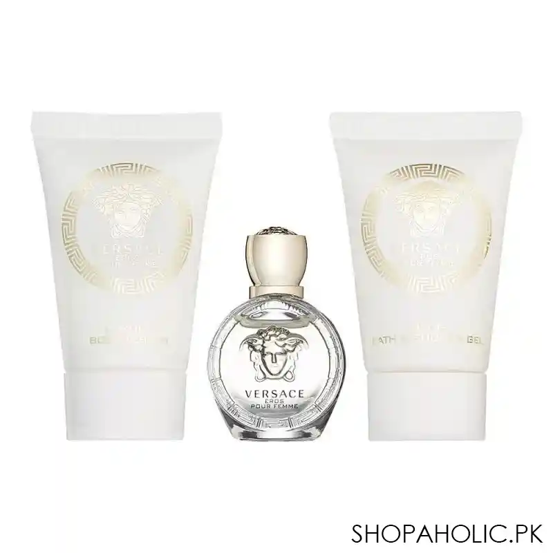 versace eros pour femme perfume set for women, edp 5ml + shower gel 25ml + body lotion 25ml main image