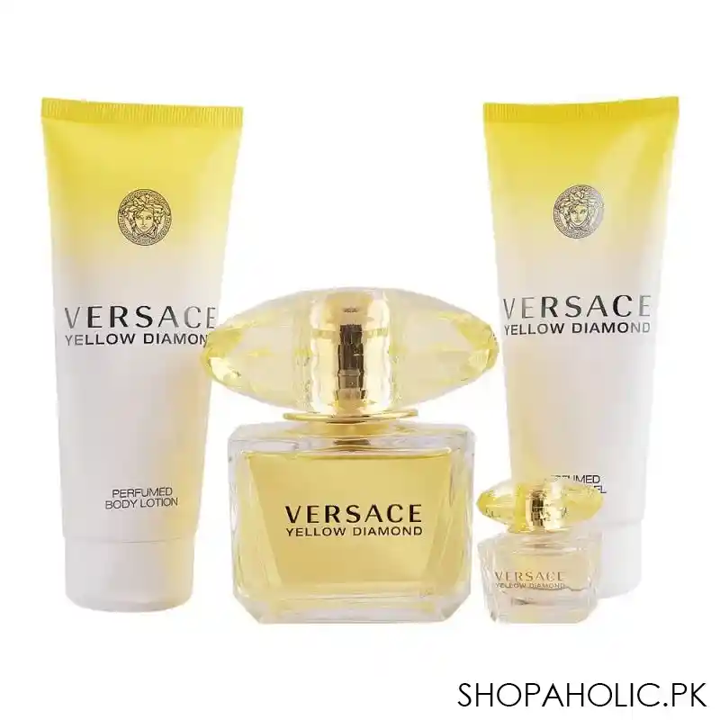 versace yellow diamond set eau de parfum 90ml + shower gel + body lotion + beauty pouch, for women main image
