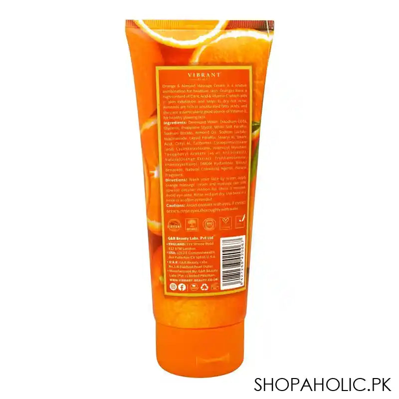 Vibrant Beauty Brightening Almond & Orange Nourishing Massage Cream, For All Skin Types, 200ml - Image 3