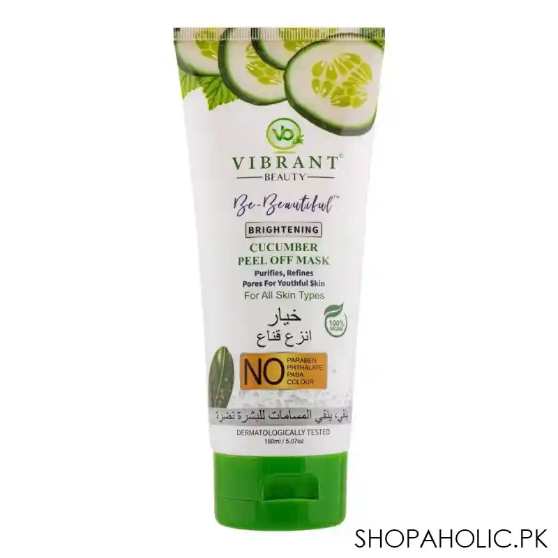 vibrant beauty brightening cucumber peel off face mask, for all skin types, 150ml main image