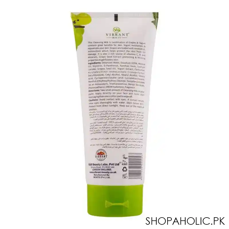 vibrant beauty brightening grapes & yogurt cleansing milk, for all skin types, 150ml image2