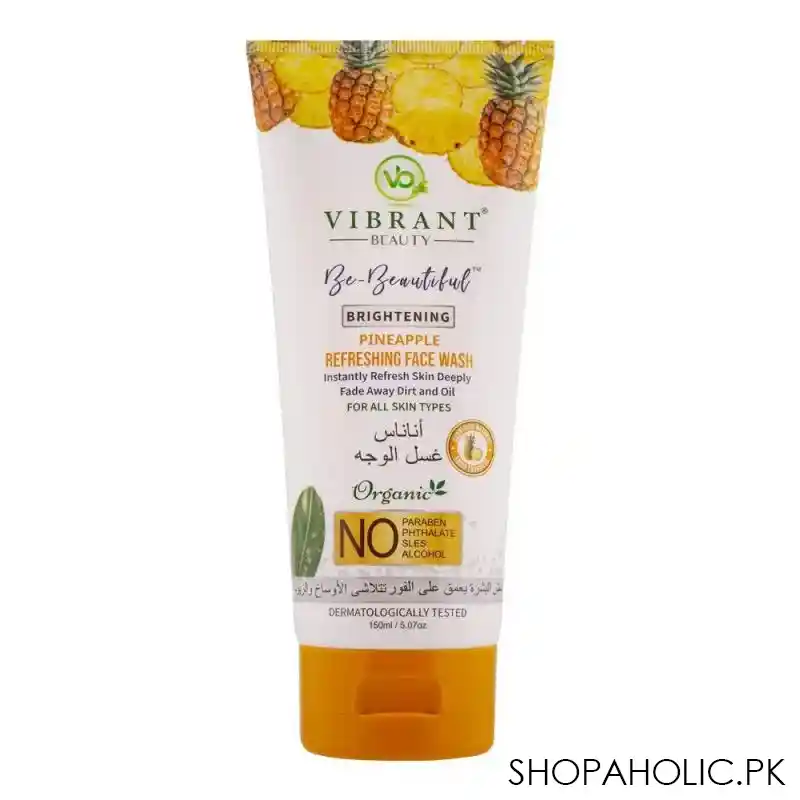 vibrant beauty brightening pineapple refreshing face wash, for all skin types, 150ml main image