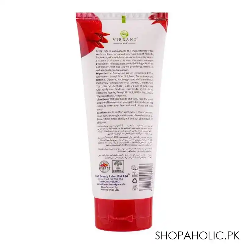 vibrant beauty brightening pomegranate moisturizing face wash, for all skin types, 150ml image2