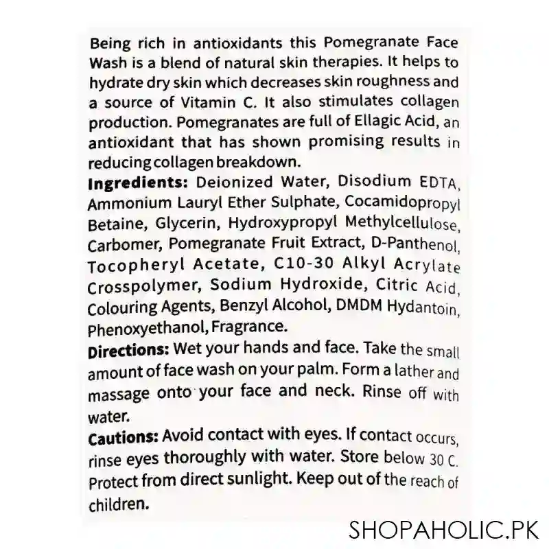 vibrant beauty brightening pomegranate moisturizing face wash, for all skin types, 150ml image3