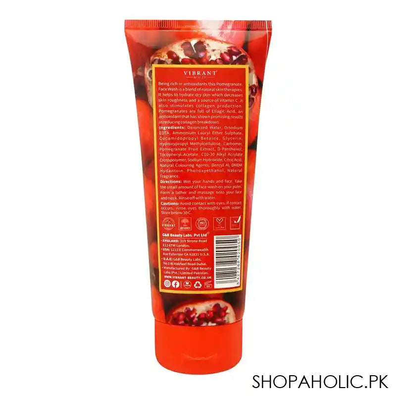 Vibrant Beauty Brightening Pomegranate Moisturizing Face Wash, For All Skin Types, 200ml - Image 2