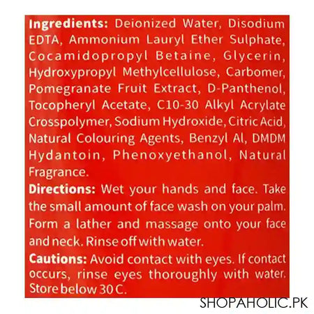 Vibrant Beauty Brightening Pomegranate Moisturizing Face Wash, For All Skin Types, 200ml - Image 3