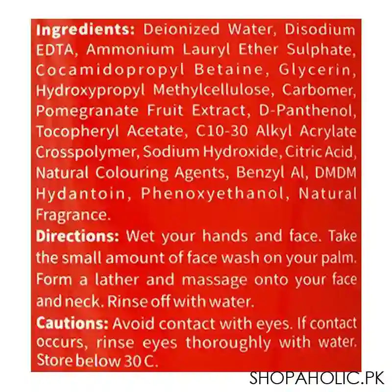 Vibrant Beauty Brightening Pomegranate Moisturizing Face Wash, For All Skin Types, 200ml - Image 3