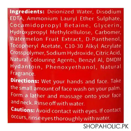 Vibrant Beauty Brightening Watermelon Exfoliating Face Wash, For All Skin Types, 200ml - Image 2