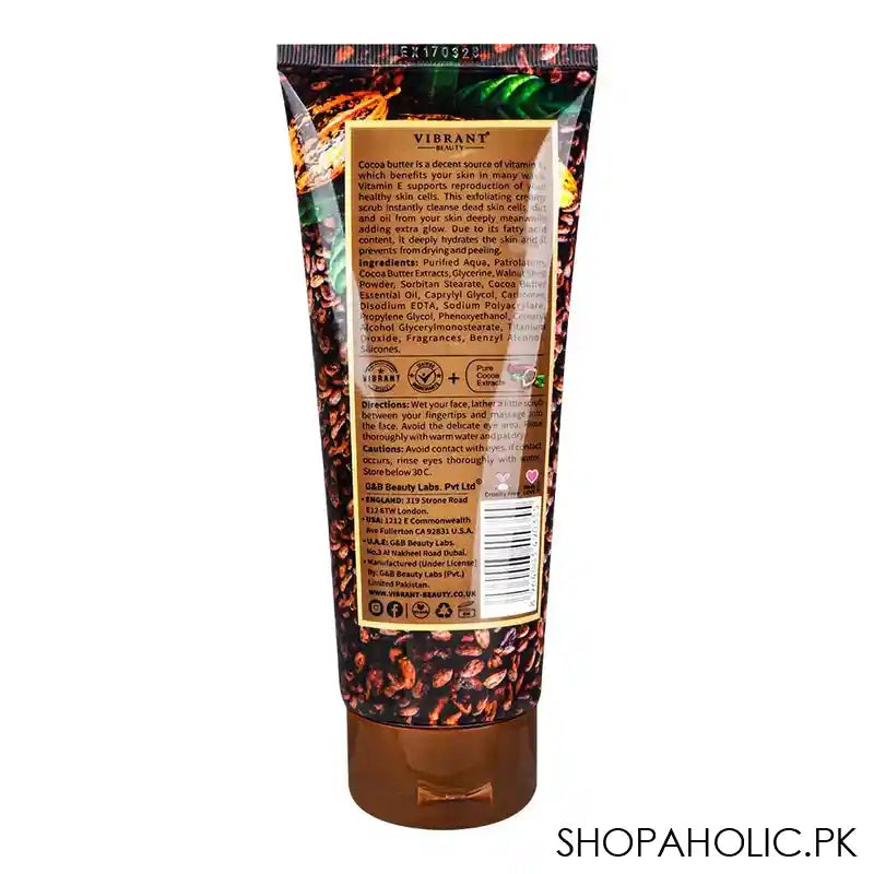 Vibrant Beauty Skin Brightening Cocoa Butter Creamy Scrub, For All Skin Types, Sulphate, Paraben & Phthalate Free, 200ml - Image 2