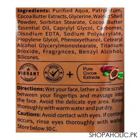 Vibrant Beauty Skin Brightening Cocoa Butter Creamy Scrub, For All Skin Types, Sulphate, Paraben & Phthalate Free, 200ml - Image 3