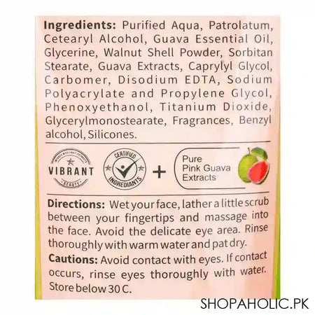 Vibrant Beauty Skin Brightening Pink Guava Creamy Scrub, For All Skin Types, Sulphate, Paraben & Phthalate Free, 200ml - Image 3