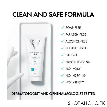 Vichy Purete Thermale 3-in-1 Face Cleanser (Milk+Toner+Eye Makeup Remover), For Sensitive Skin and Eyes, 200ml - Image 6