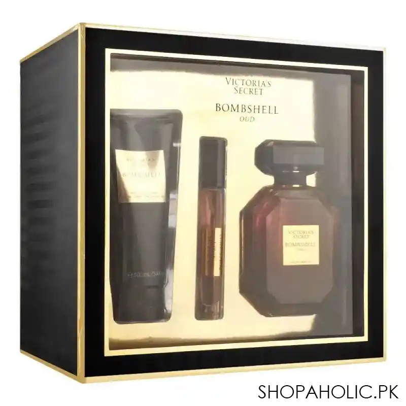 victoria's secret bombshell oud set, eau de parfum 100ml + eau de parfum 7ml + wash 100ml + mist image2