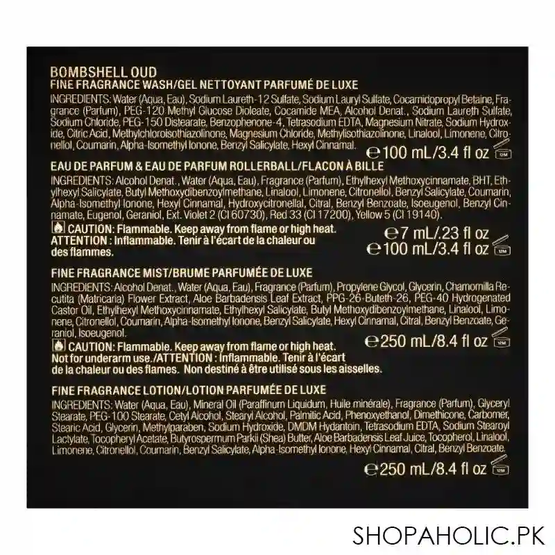 victoria's secret bombshell oud set, eau de parfum 100ml + eau de parfum 7ml + wash 100ml + mist image4