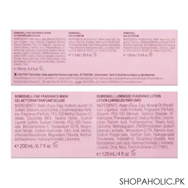 victoria's secret bombshell set eau de parfum 100ml + 7.5ml + lotion 250ml + wash gel 200ml + lotion, 120ml image4