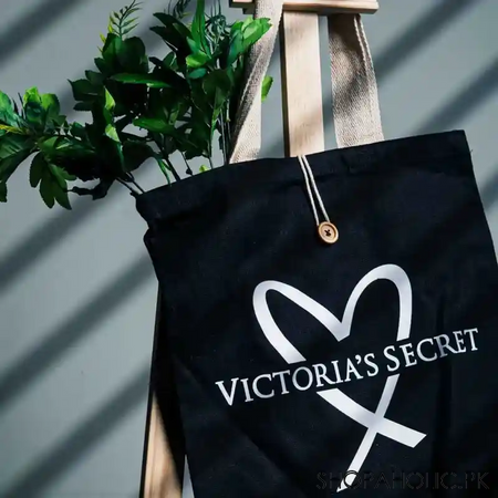 victorias secret canvas button up tote bag image2