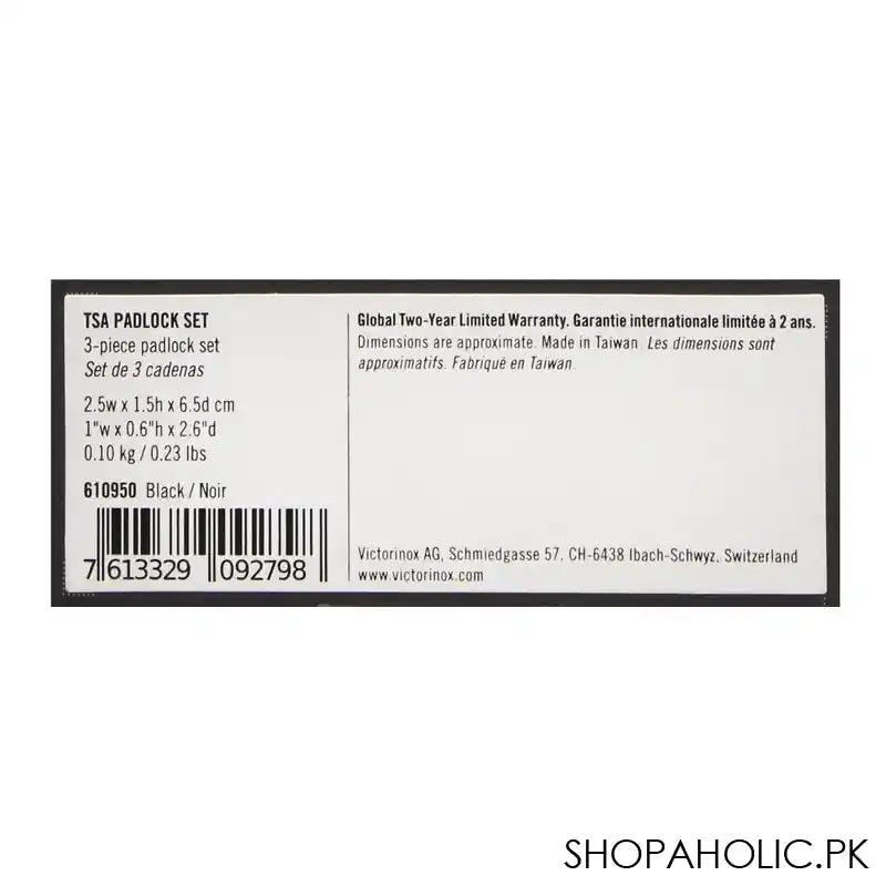 Victorinox TSA Pad Lock Set, Black, 610950 - Image 3