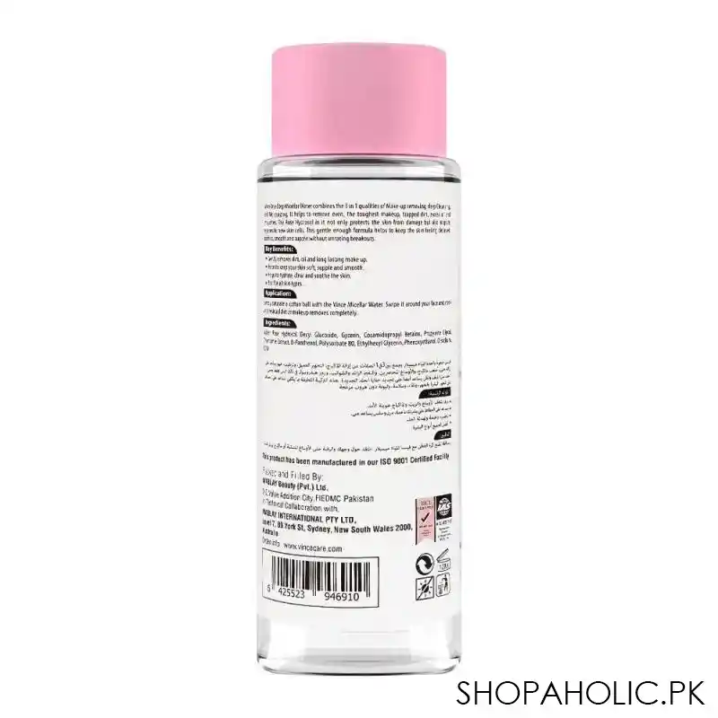 vince 3 in 1 micellar water, all skin types, 160ml image2