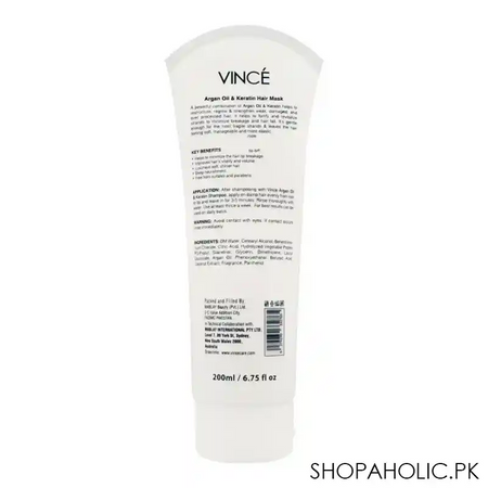 vince anti breakage argan oil & keratin hair mask, 200ml image2