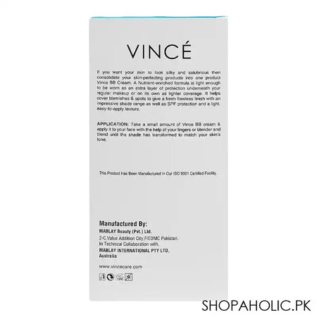 Vince BB Lightening Cream SPF125, For All Skin Types, Conceals Imperfections, Sun Protection, 50ml, VBBC01 - Image 4